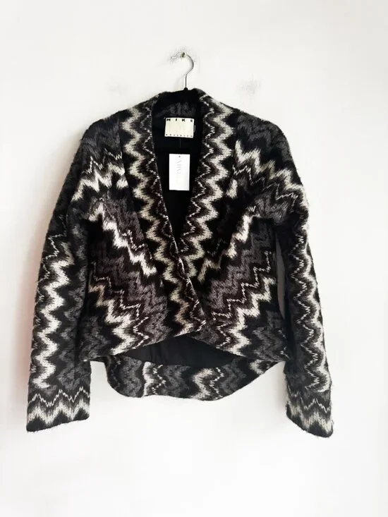 Mike Gonzalez Zig Zag Sweater Grey Black White M - Picture 2 of 7